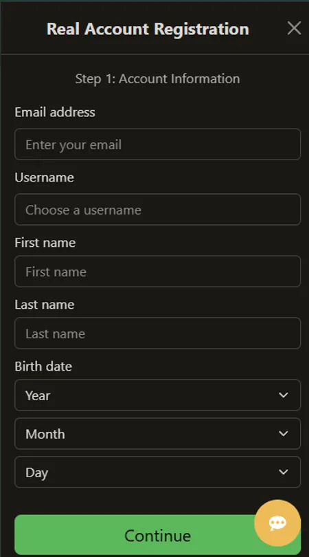 New Vegas registration screen